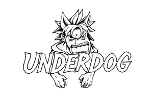 the word underdog in a with 3 anime characters
Ippo and Naruto and son Goku tattoo idea