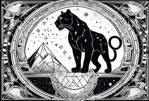 cosmic spiritual archway panther constellation tattoo idea