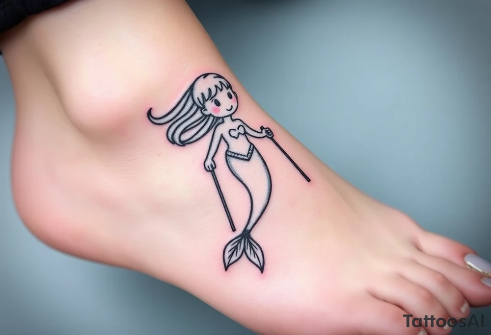 Mermaid with crutches tattoo idea