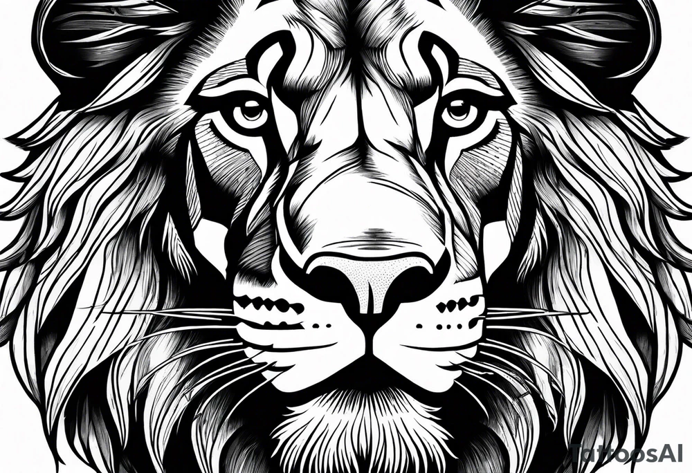 powerful majestic lion, close-up tattoo idea