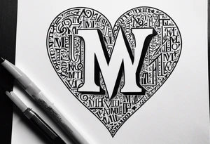 An M squared with a heart tattoo idea