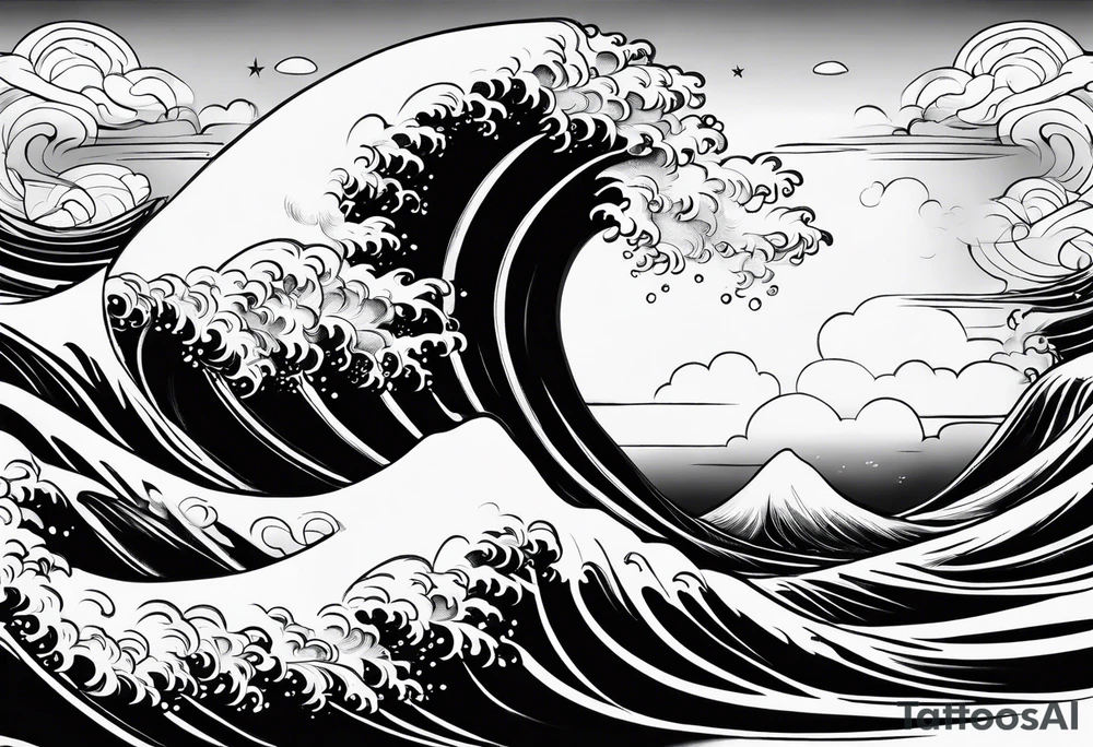 wave and cloud tattoo idea