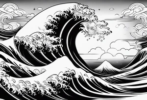 wave and cloud tattoo idea