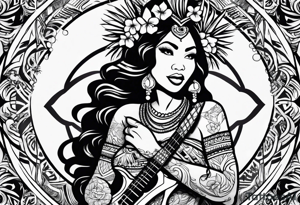 vahine who dance with ukulele tattoo idea