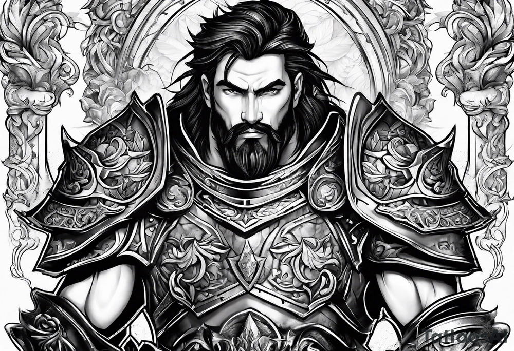 Armor for upper arm and chest tattoo idea