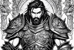 Armor for upper arm and chest tattoo idea