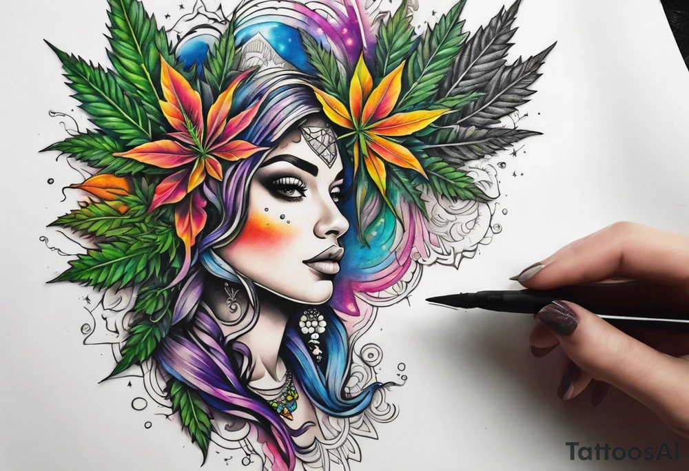 Marijuana and Psychedelic inspired tattoo tattoo idea