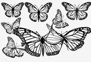 realistic monarch butterfly simple black outline landed on a twig tattoo idea