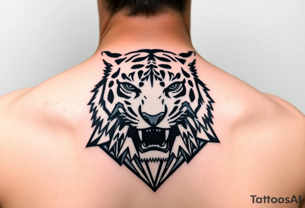 Tiger with mountains tattoo idea
