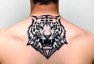 Tiger with mountains tattoo idea