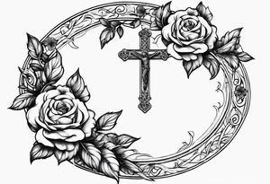rosary with floral vines wrapped around it tattoo idea