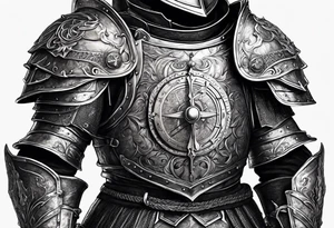 knight in heavy armor full body with clock tattoo idea