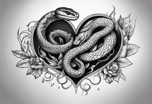 half sleeve with a snake heart and knife tattoo idea