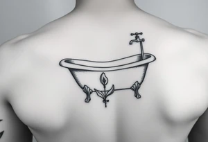 clawfoot bathtub with simple faucet and lily coming up out the floor tattoo idea