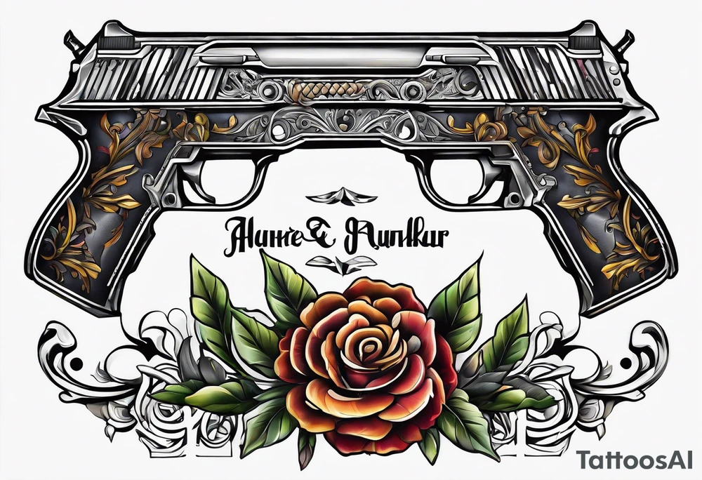 The letters AR with pistols on each side tattoo idea