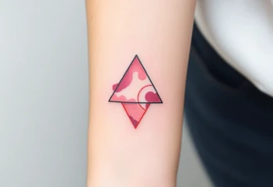A watercoloured pink triangle, with small lining and upside down tattoo idea