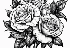Carnation and rose bouquet tattoo idea