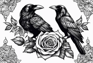 Raven holding  rose tattoo idea
