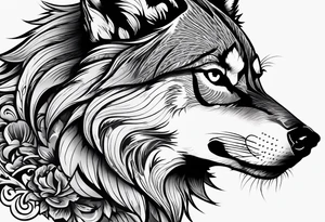 Sexy and angry wolf for woman, along left side of woman’s body tattoo idea