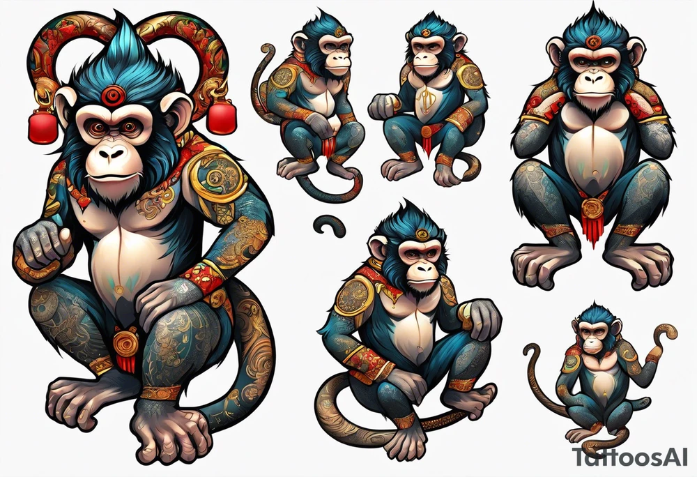 zodiac monkey with full body tattoo idea