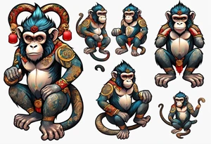 zodiac monkey with full body tattoo idea