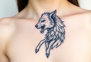 A  wolf snarling as a sheep  mystical creature tattoo idea