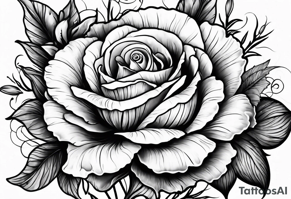 Floral tattoo for men with a rose, gladiolus flowers and a poppy tattoo idea