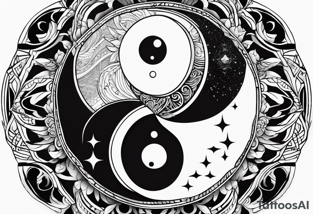 Yin yang symbol with sacred geotry patterns tattoo idea Yin yang symbol with sacred geotry patterns tattoo idea