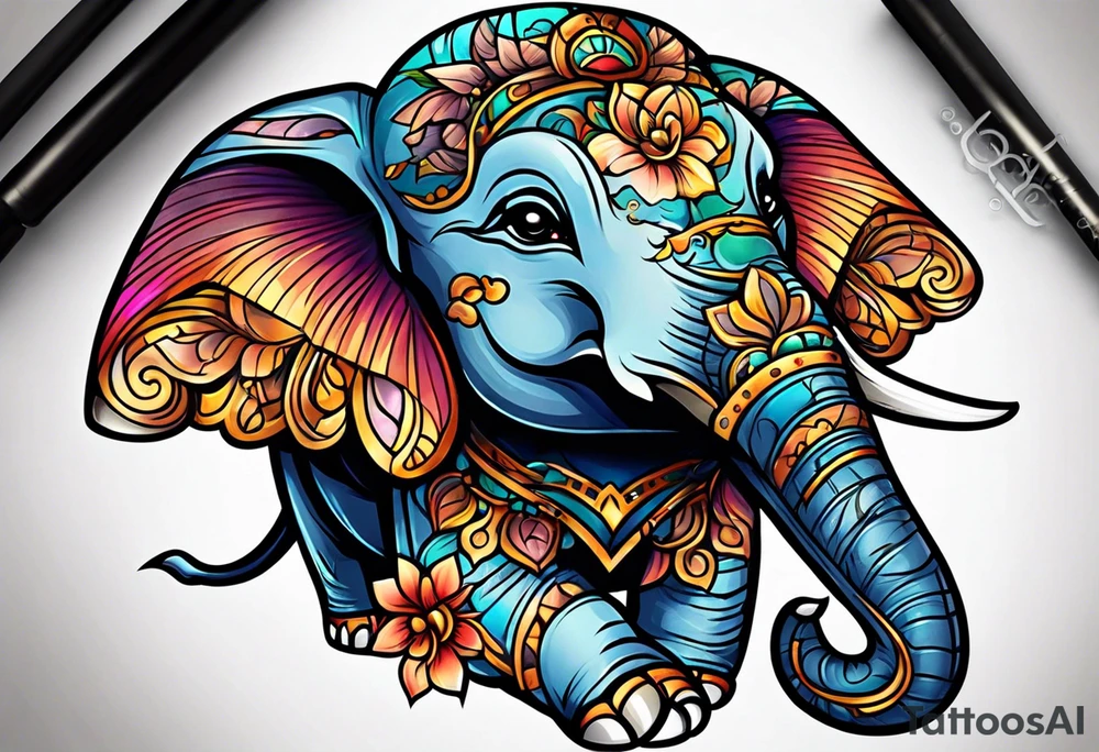 baby elephant tattoo idea