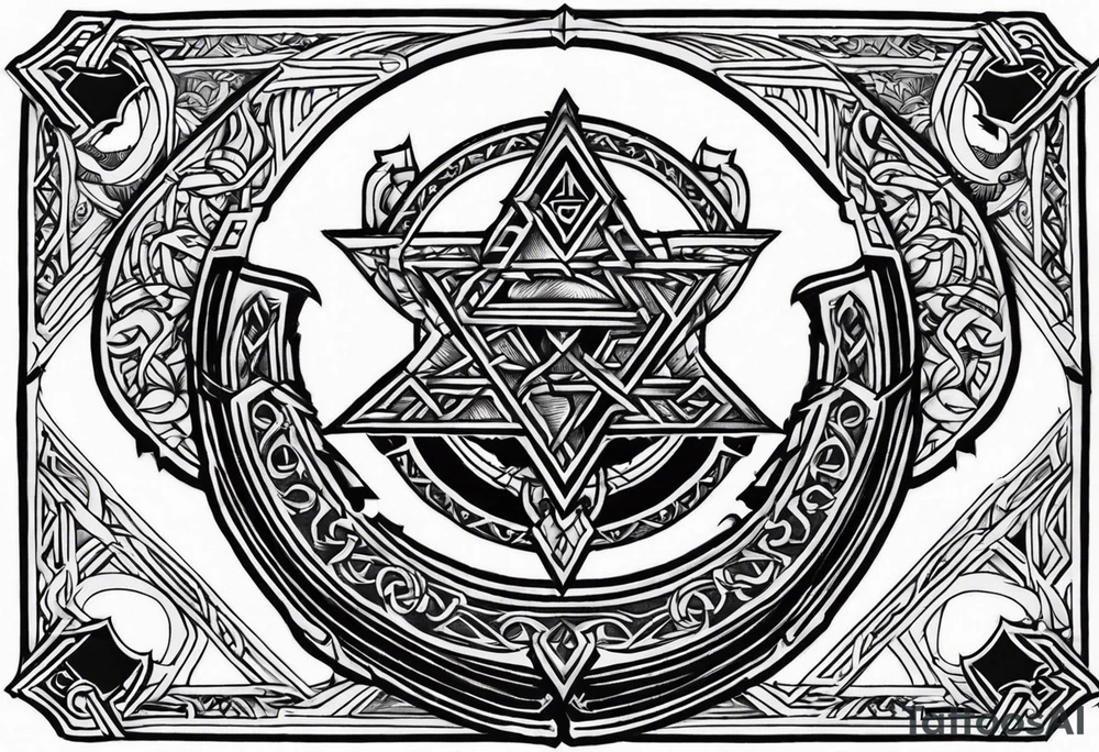 Valhalla sword shield axe Valknut tattoo idea