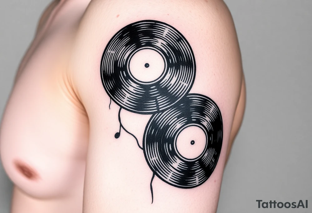 vinyl records as an expression of love for house music tattoo idea