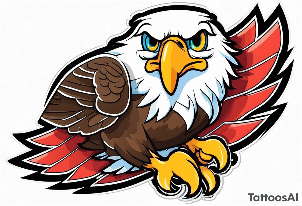 Cartoon eagle with an American football tattoo idea