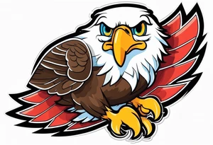 Cartoon eagle with an American football tattoo idea