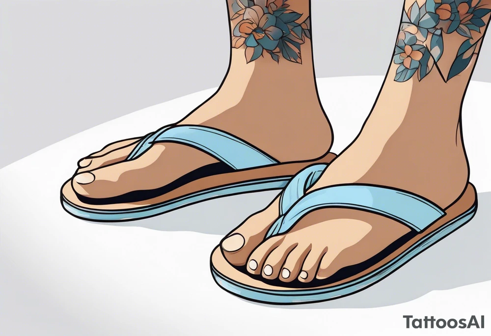 tiny light blue flip flop tattoo idea