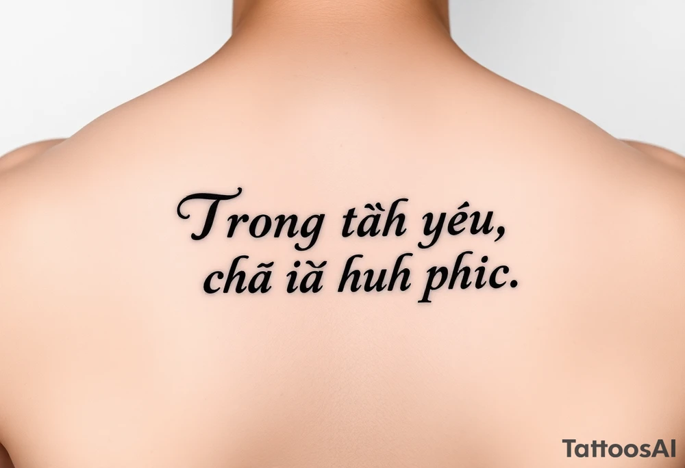 Phrase "Trong tình yêu, chờ đợi là hạnh phúc tattoo idea