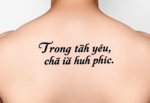 Phrase "Trong tình yêu, chờ đợi là hạnh phúc tattoo idea