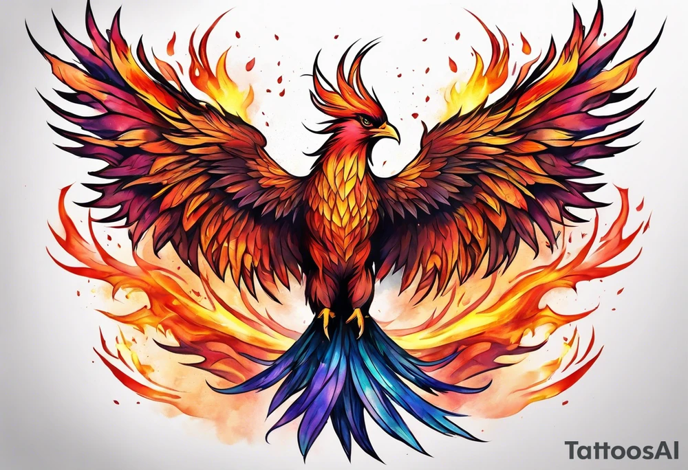 Phoenix rising from the ashes tattoo idea