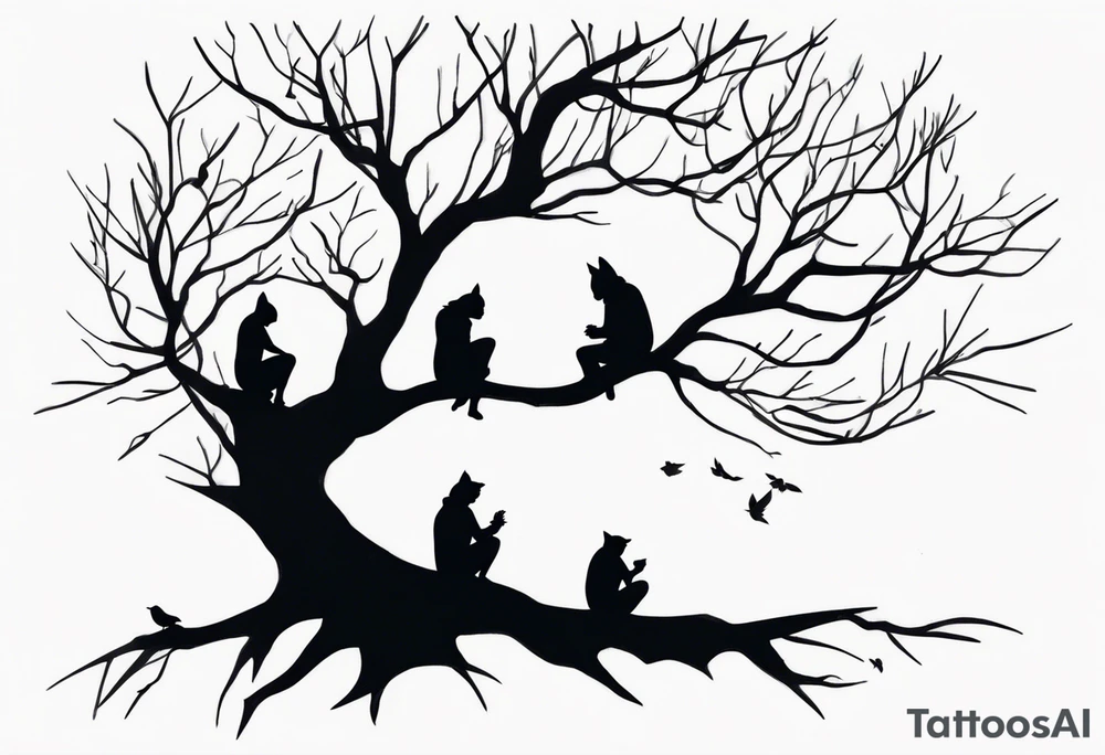 faceless, dark creatures sitting on a branch of a tree tattoo idea faceless, dark creatures sitting on a branch of a tree tattoo idea