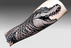 Arm sleeve with alligators and lightning tattoo idea