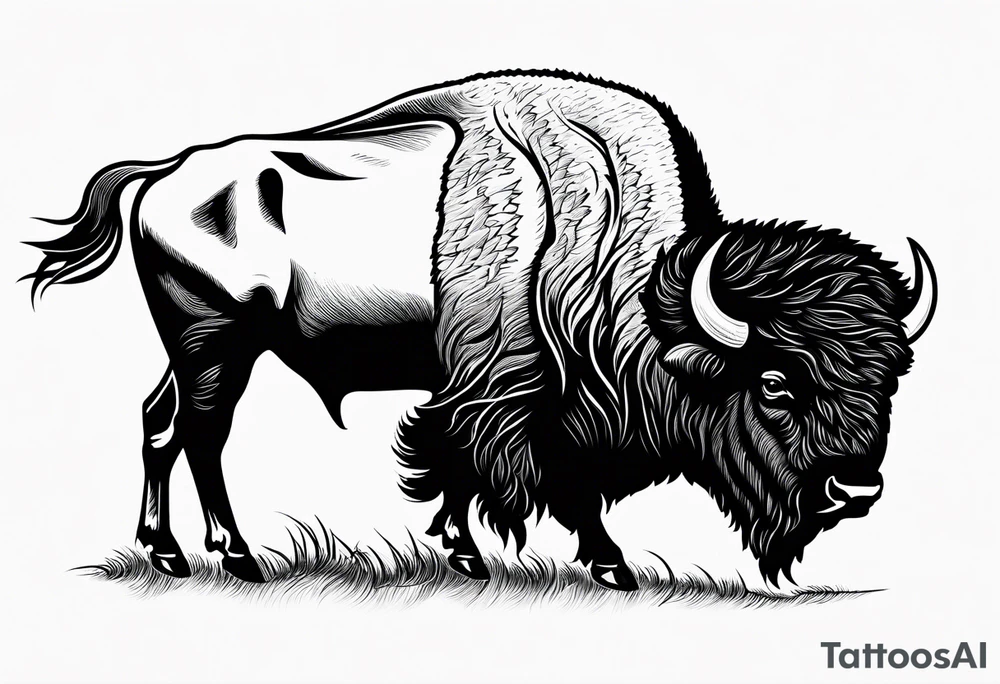 fine line bison outline - white background, clean background, no skin tattoo idea fine line bison outline - white background, clean background, no skin tattoo idea