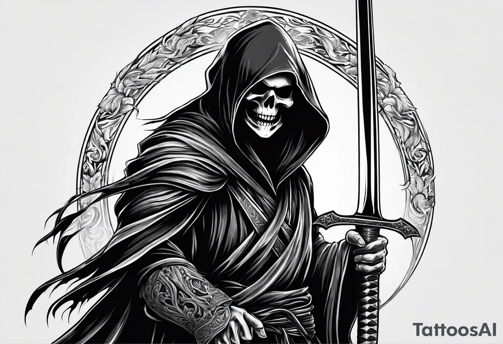 grim reaper with katana tattoo idea