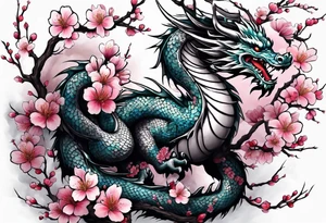A cherry blossom dragon tattoo idea
