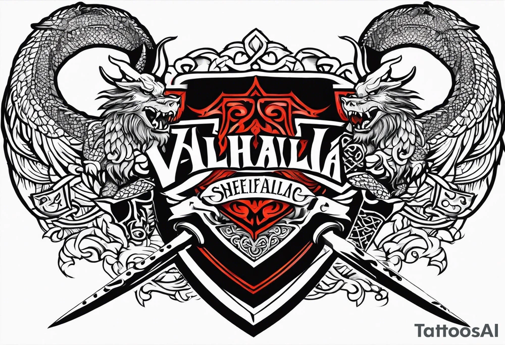 Viking sword Valhalla sheild dragon tattoo idea