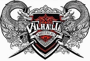 Viking sword Valhalla sheild dragon tattoo idea