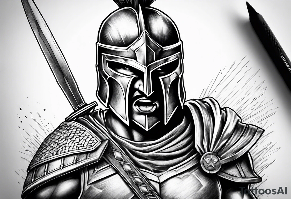 spartan soldier enraged tattoo idea