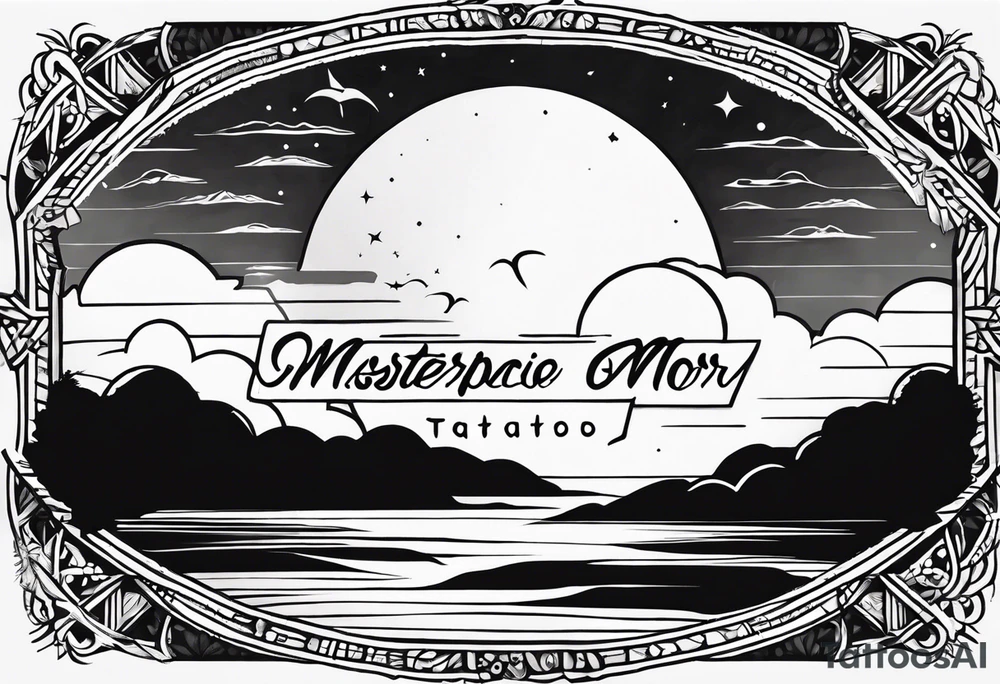 Simple tattoo drawing of a sunset with the inscription Memento mori tattoo idea