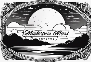 Simple tattoo drawing of a sunset with the inscription Memento mori tattoo idea
