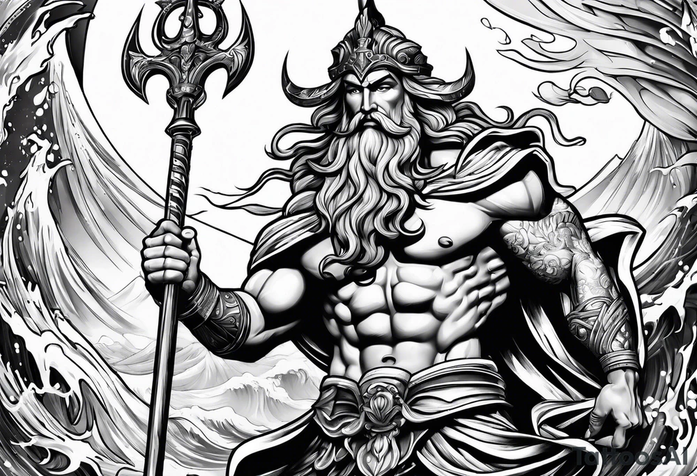 Poseidon mit umhang tattoo idea