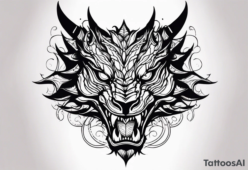 Dragon head facing front tattoo idea
