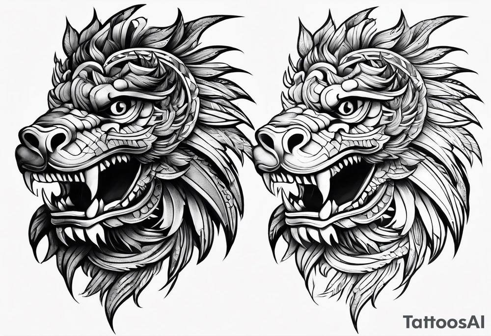 quetzalcoatl arm sleeve tattoo idea